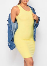 5Besties Rib Jersey Mini Dress (Yellow) 5BD80260
