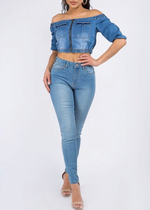 American Bazi Basic High Waist Skinny Jeans (Light Blue) ABH-7010