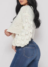 Hera Collection Chunky V Neck Sweater (Ivory) 22004