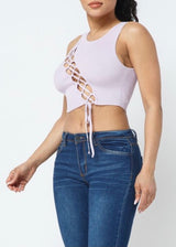 Hera Collection Diagonal Lace Crop Top (Light Purple) 22487