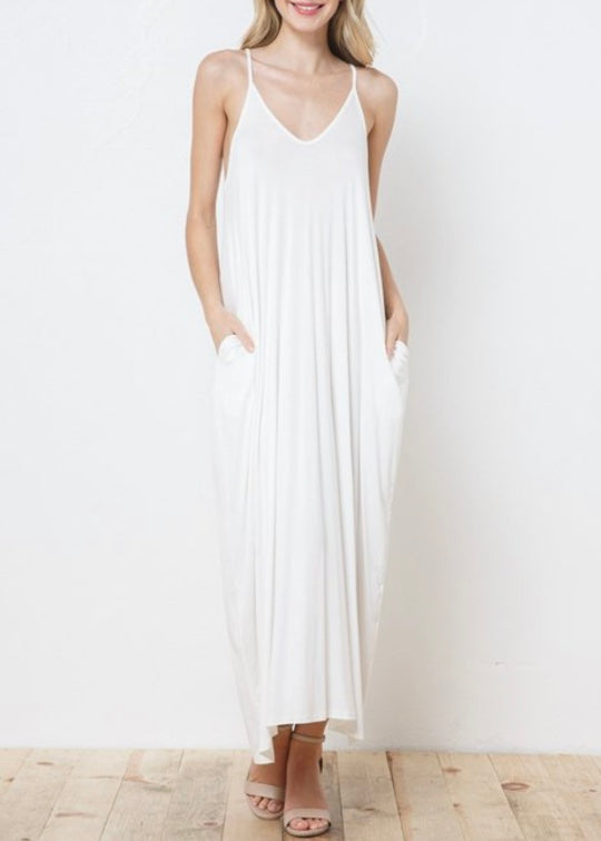 Love In Full Length Harem Maxi Dress (Off White) D5883