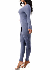 36point5 Long Sleeve Tunic Skirt Suit & Trouser Pants Set (Slate) SW1729