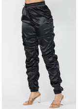 Hera Collection Satin Ruched Pants (Black) 62050