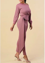 The Sang French Terry One Shoulder Set (Mauve) SP42090321