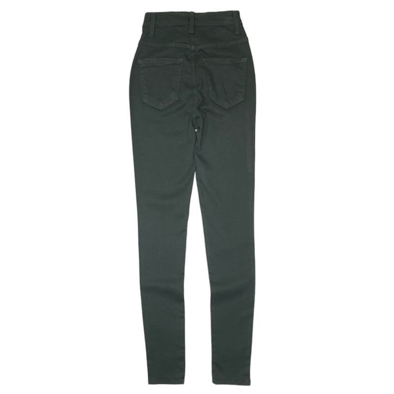 Vibrant High Rise Button Fly Skinny Jeans (Hunter Green) P1242