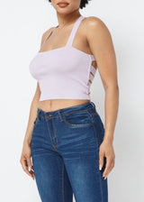 Hera Collection Cross Back Tie Crop Top (Lavender) 22481