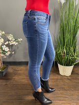 Grace In LA Uneven Hem Frayed Skinny Jeans JNW-9325