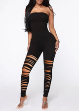 5Besties Distressed Tube Jumpsuit (Black) 5BR20052DT