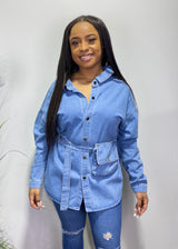 My Boo Belted Waist Bag Denim Jacket (Blue Denim) HD-700L