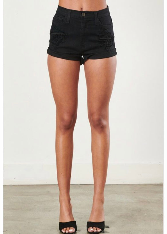 Vibrant Denim Shorts (Black) S1044