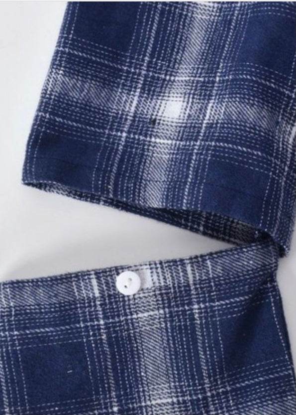 Reflex Plaid Cut-Out Button Down Jacket (Blue) VSE185