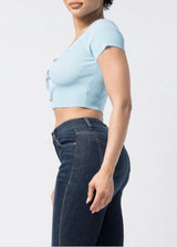 Hera Collection Safety Pin Crop Top (Light Blue) 22451-O
