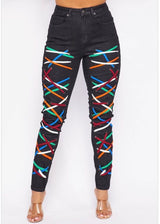 N1 Criss Cross Shoe Lace Detail Jeans (Black) KL1608