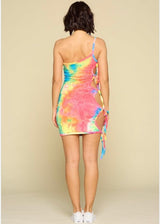 WinWin One Side Off Shoulder Side Lace Dress (Multi) WD12345