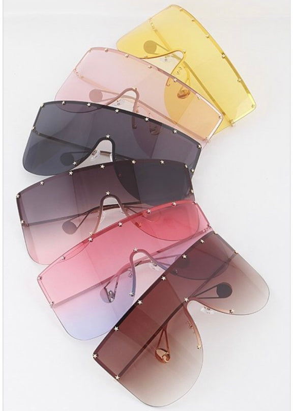 H&D Accessories Star Studded Shield Sunglasses (Multi Color) POP9261