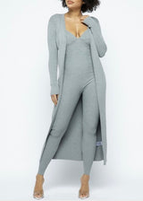 Hera Collection Duster Jumpsuit Set (Heather Grey) 22355