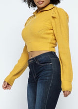 Hera Collection Zip Up Crop Sweater (Mustard) 22379