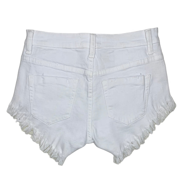 Aphrodite Frayed Shorts W/ Whiskers (White) AP6226F