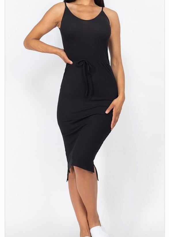 Capella Sleeveless Solid Midi Dress (Black) D56247