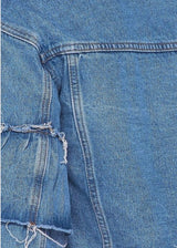 Hera Collection Ruffle Sleeve Crop Denim Jacket (Denim) 22030