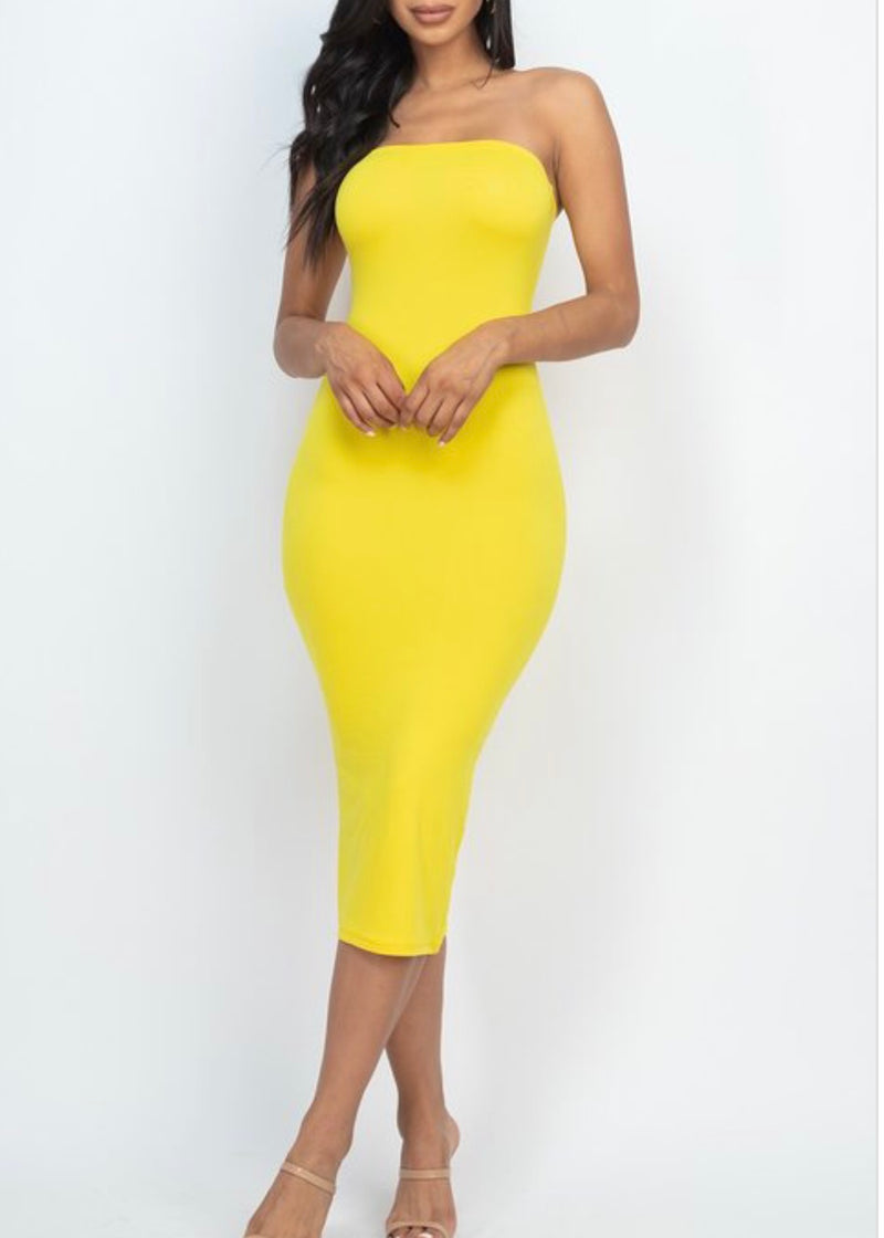 Capella Tube Bodycon Dress (Yellow) BD2343