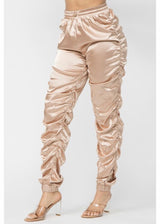 Hera Collection Satin Ruched Pants (Taupe) 62050