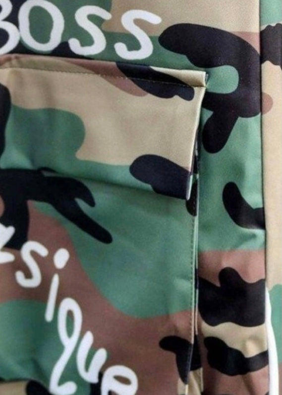 Francis Cabrel Camouflage Back Text Print Jacket (Camo) S3726