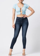 Hera Collection Safety Pin Crop Top (Light Blue) 22451-O