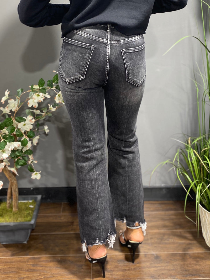 Risen HW Distressed Relaxed Fit Skinny Jeans (Black) RDP1206