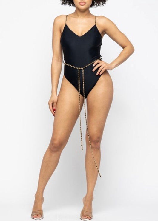 Hera Collection Chained One Piece Swimsuit (Black) 22417