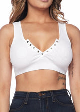 Hera Collection Sleeveless Button Down Drop Top (White) 21861-O