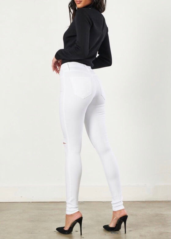 Vibrant Not So Basic Skinny Jeans (White) P831