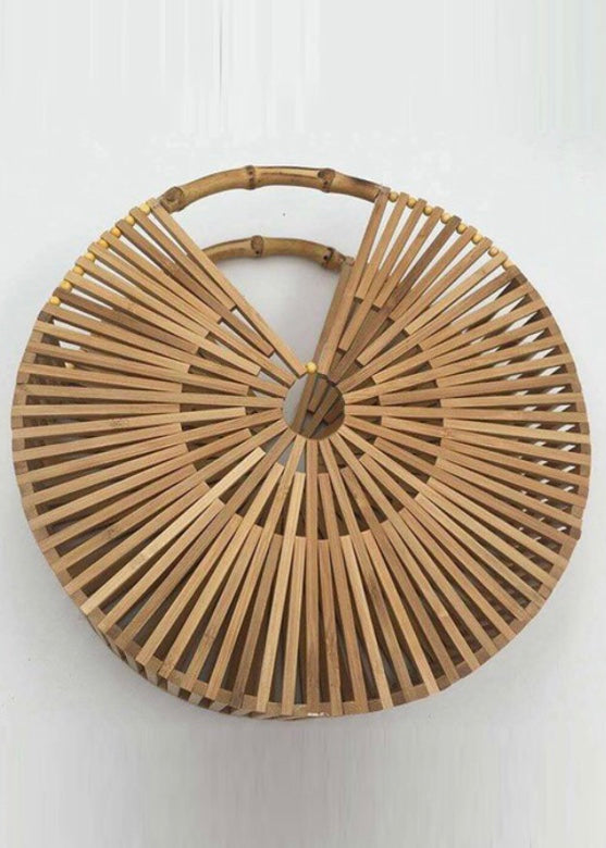 SJK Fashion Unique Bamboo Handle Circle Shape Bag (Bamboo) BAG36148