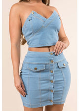 Wildcat Two Piece Denim Set (Medium Blue) ST48161