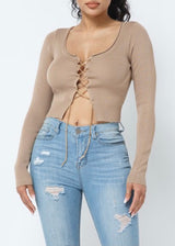 Hera Collection Long Sleeve Chain Up Top (Milk Chocolate) 22519