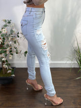 Aphrodite High Washed Down Rise Skinny Jeans (Light Blue) AP4738