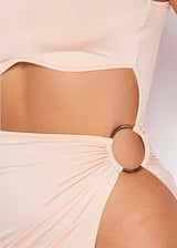 May Pink Open Stomach Side O Ring Mini Dress (Nude) D50951