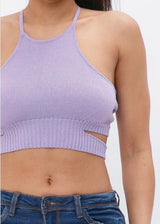 Hera Collection X-Cross Open Back Crop Top (Lavender) 22799