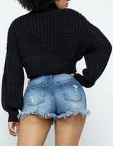 Hera Collection Turtleneck Crop Top Sweater (Black) 22283