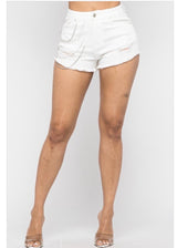 Hera Collection Jewel Denim Shorts (White)