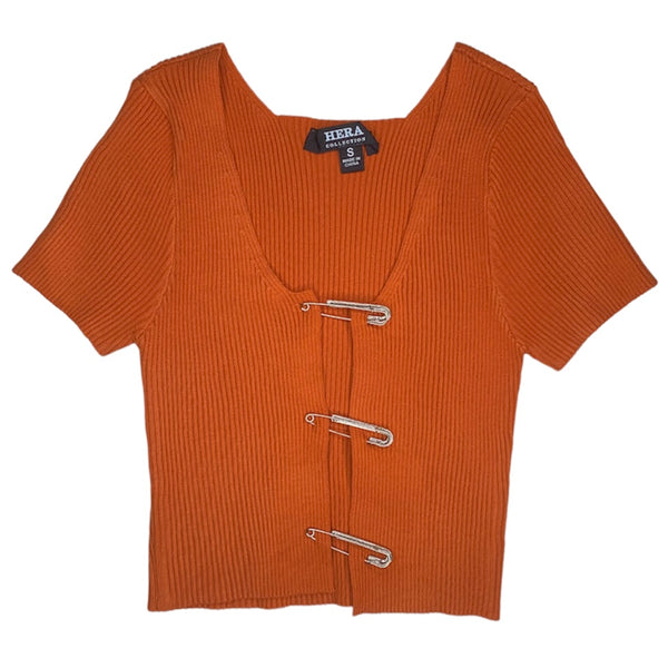 Hera Safety Pin Crop Top (Rust)