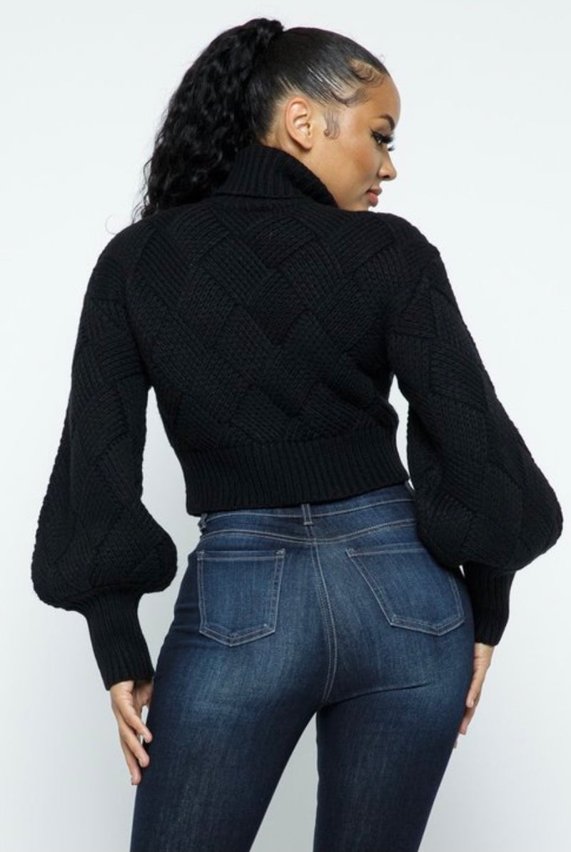 Hera Collection Turtleneck Checkered Pattern Sweater (Black) 22325